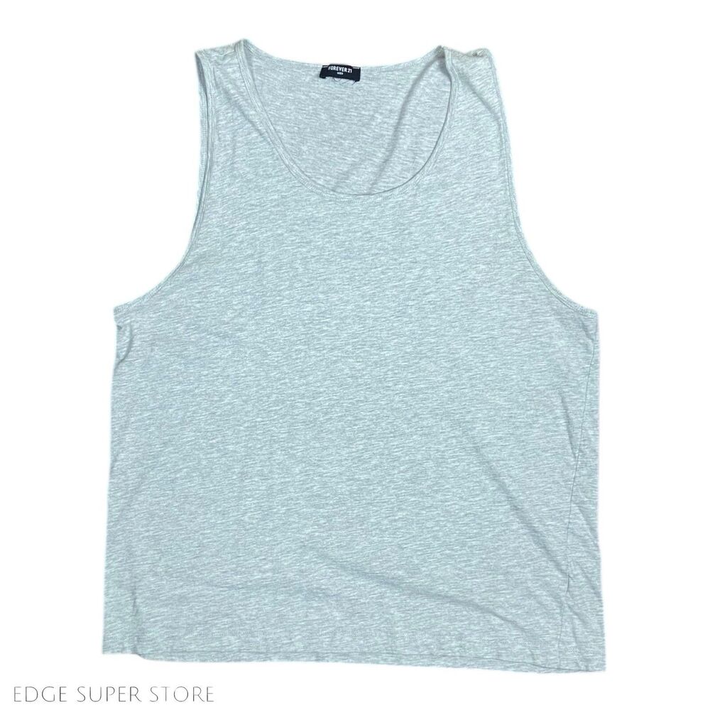 Forever 21 Mens Light Gray Gym Beach Tank Top Shirt Size Large